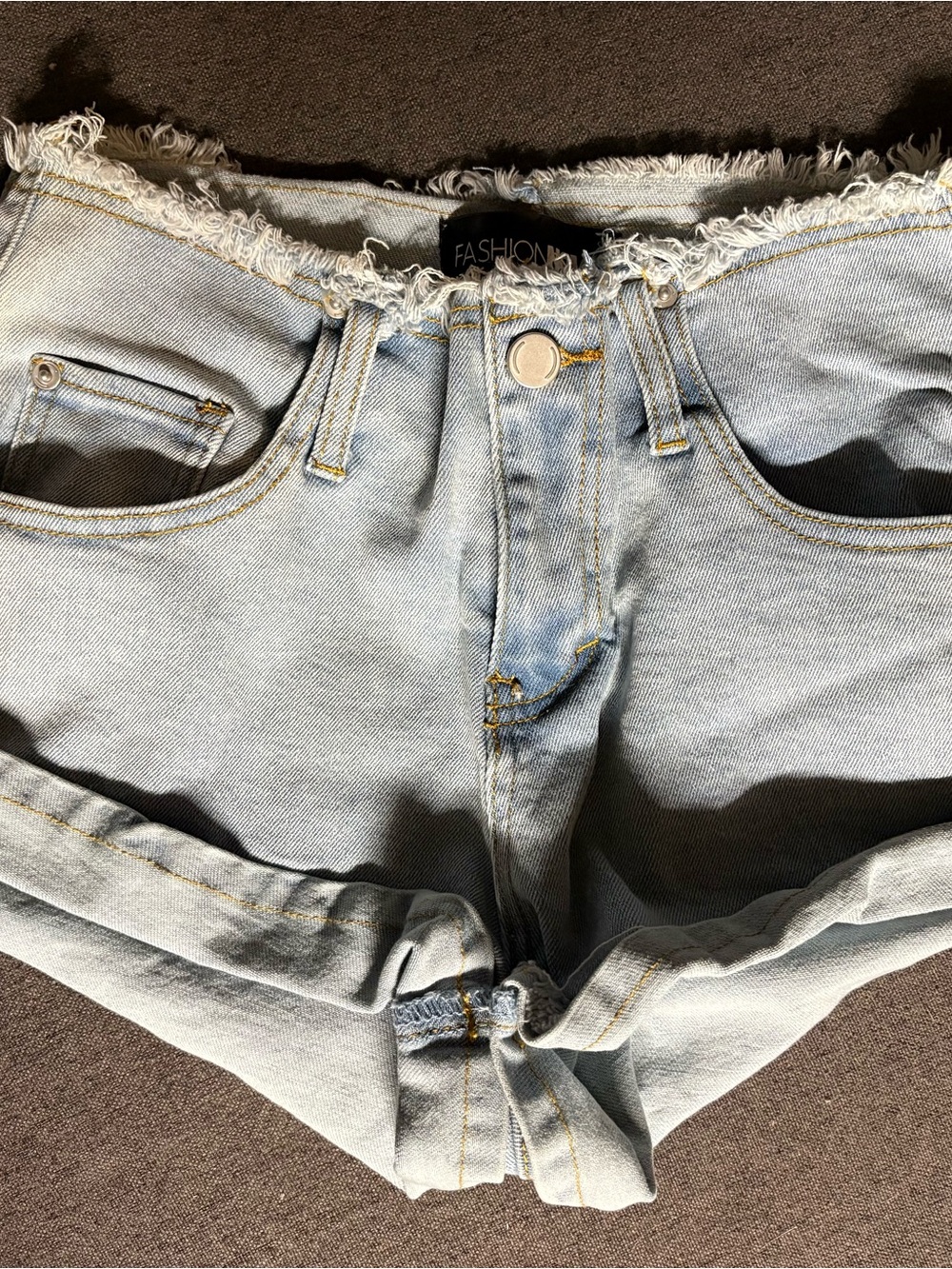 Fashion Nova Light Wash Denim Frayed Hem Women’s Shorts